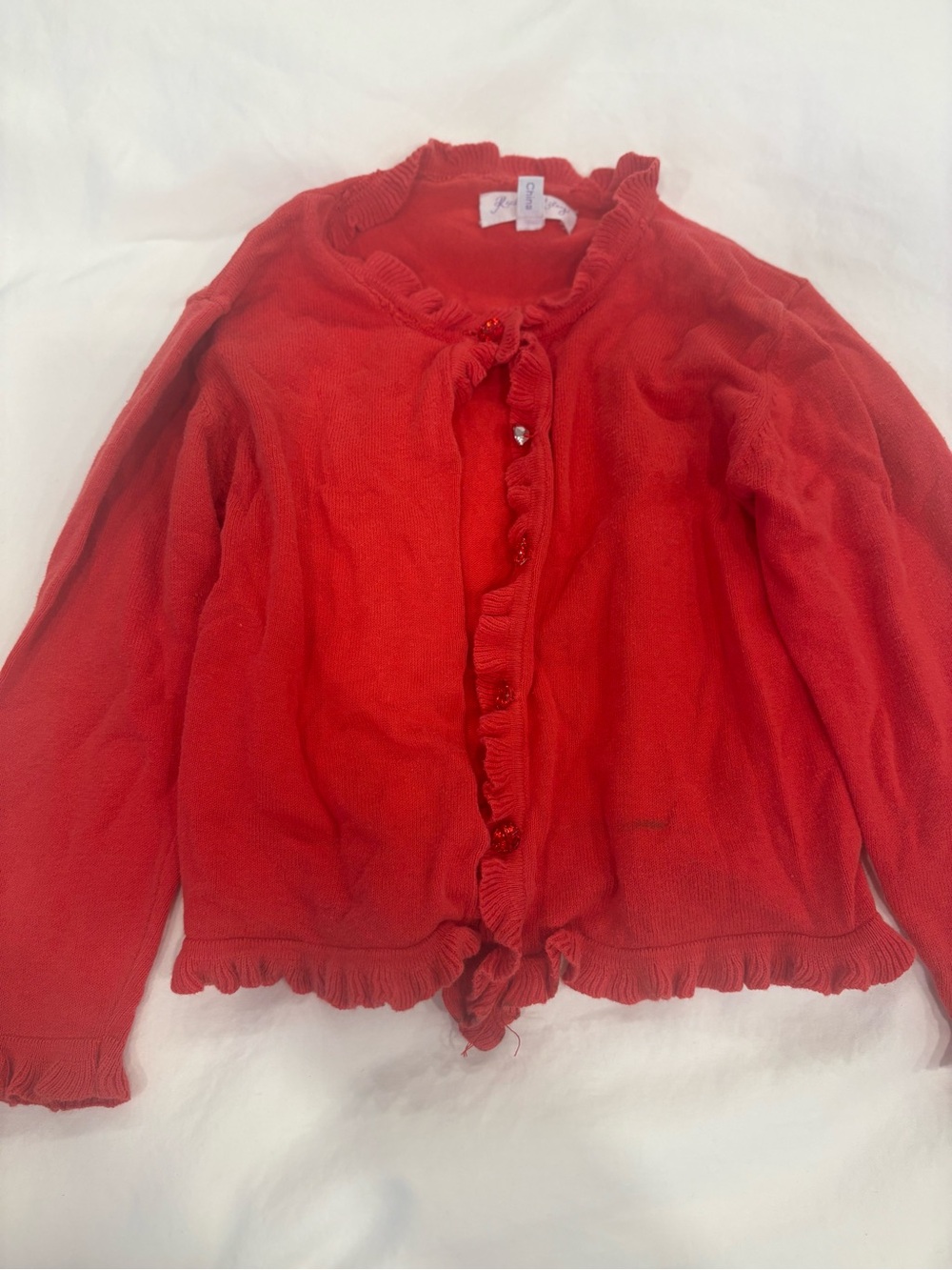 Rachel Riley Red Ruffle-Trim Cardigan